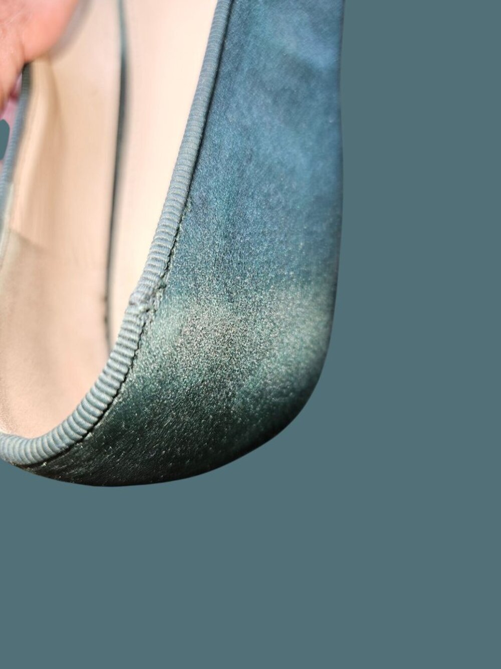 Tory Burch Green Satin Delphine T Logo Embellished Ballet Flats Size 8M - Picture 10 of 14